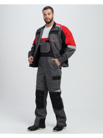 Костюм Вектрон-2 (тк.Смесовая МВО,240) п/к, серый/черный/красный